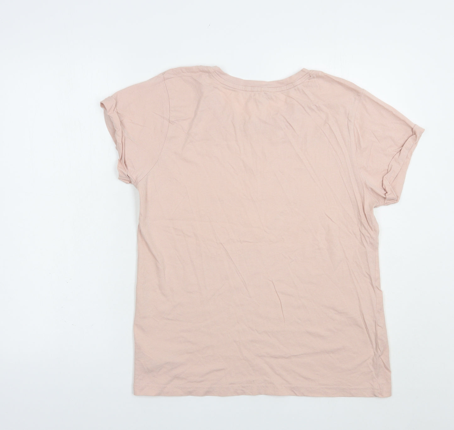 Primark Womens Pink  Cotton Basic T-Shirt Size 12 Crew Neck - Mickey Mouse