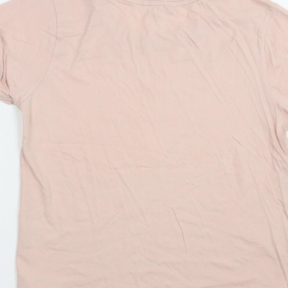Primark Womens Pink  Cotton Basic T-Shirt Size 12 Crew Neck - Mickey Mouse