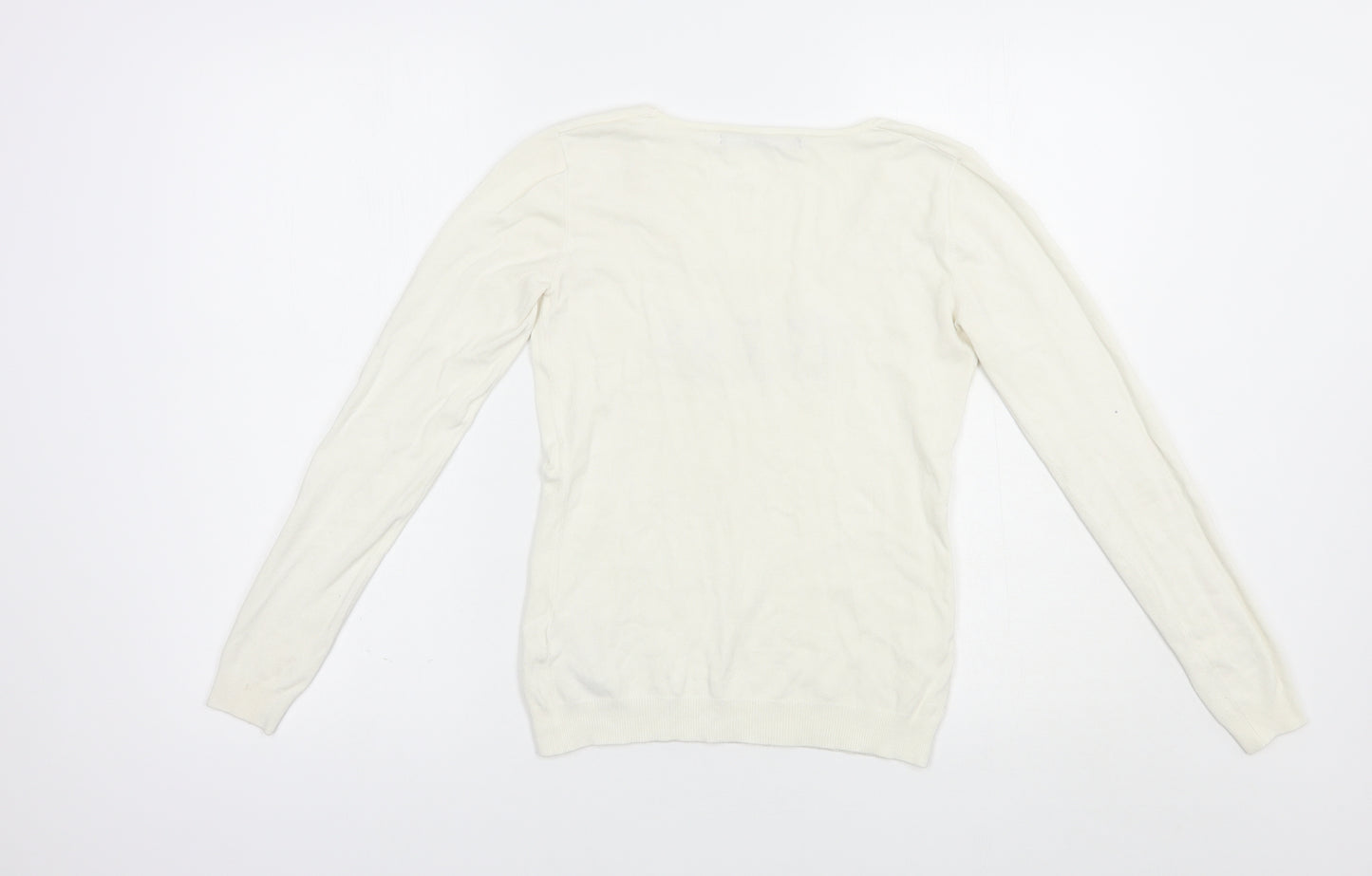 GUESS Womens Ivory Scoop Neck  Viscose Pullover Jumper Size XS
