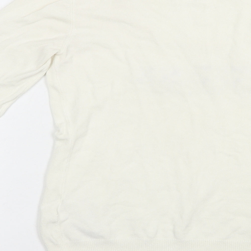 GUESS Womens Ivory Scoop Neck  Viscose Pullover Jumper Size XS