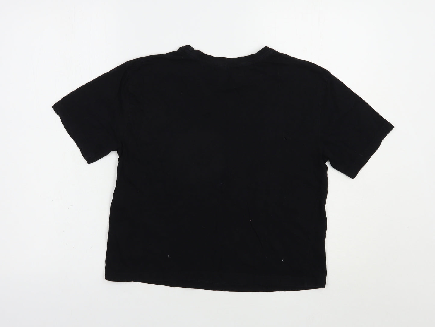 Preworn Womens Black  Cotton Basic T-Shirt Size 6 Crew Neck - Eyelashes
