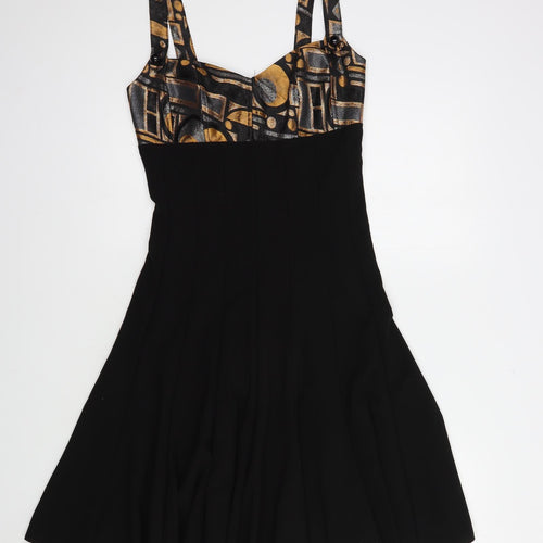 Rinascimento Womens Black Geometric Polyester Skater Dress  Size S  Sweetheart Pullover