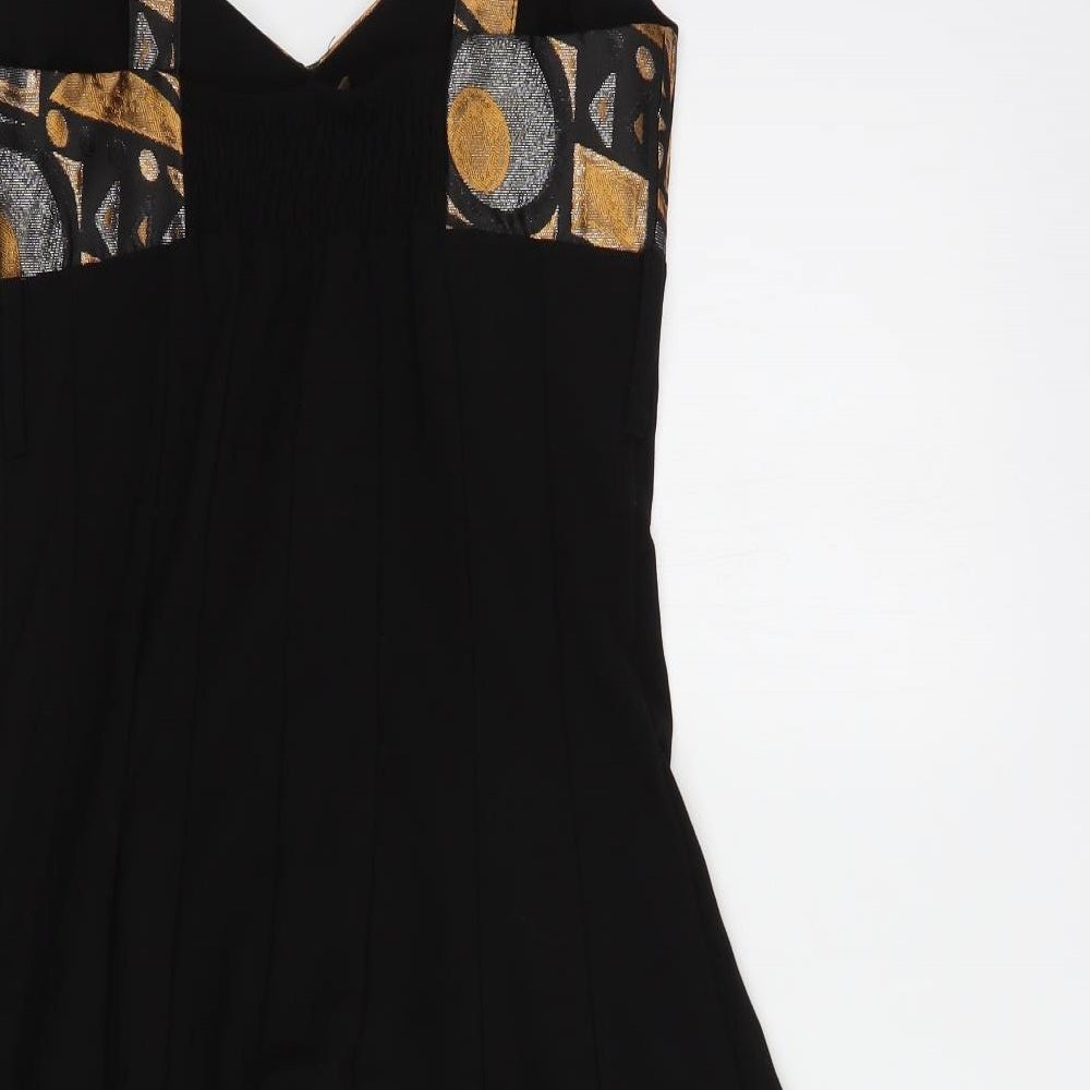 Rinascimento Womens Black Geometric Polyester Skater Dress  Size S  Sweetheart Pullover