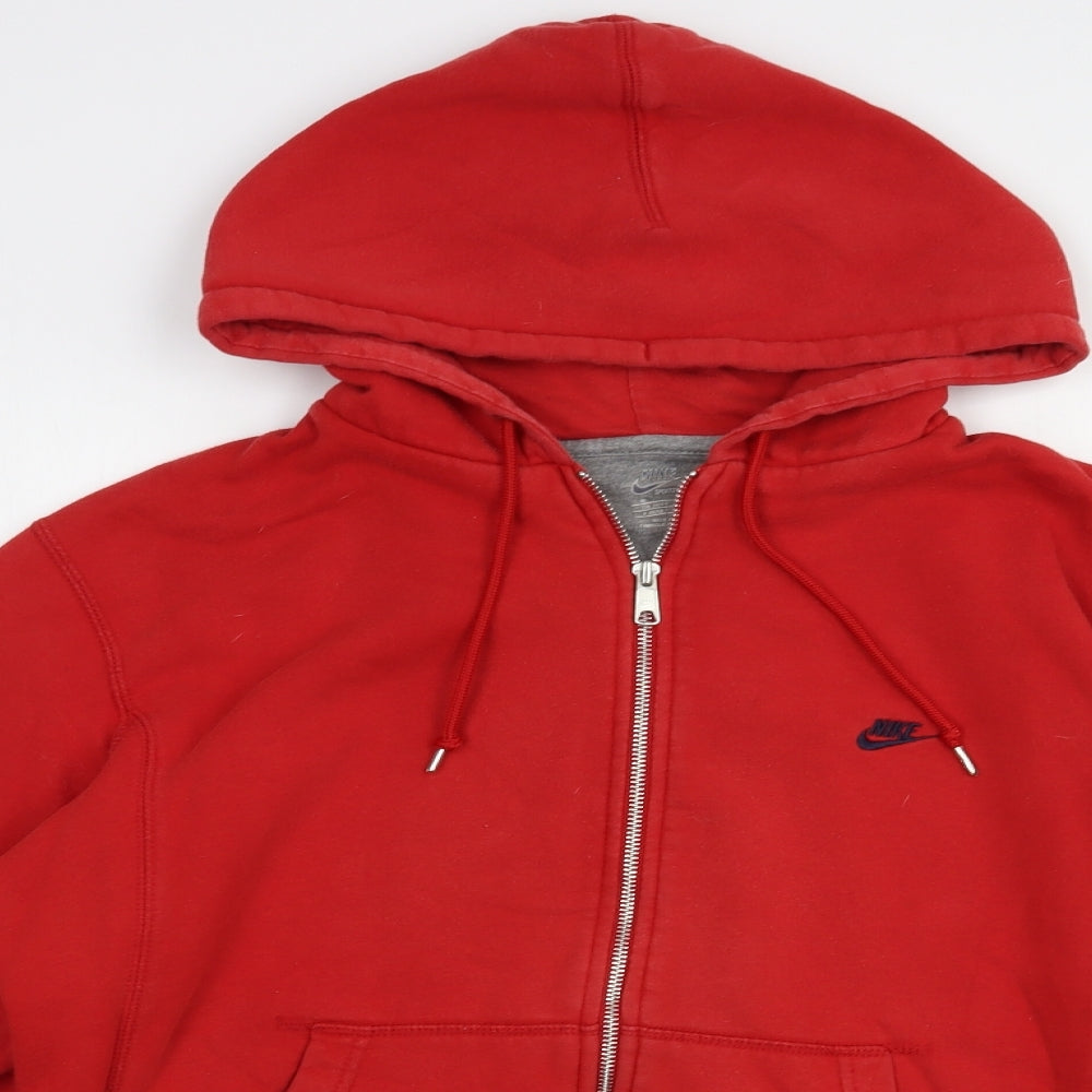 Nike Mens Red  Cotton Full Zip Hoodie Size M