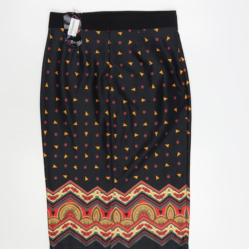 Gdg Actuel Womens Black Geometric Polyester Straight & Pencil Skirt Size 10