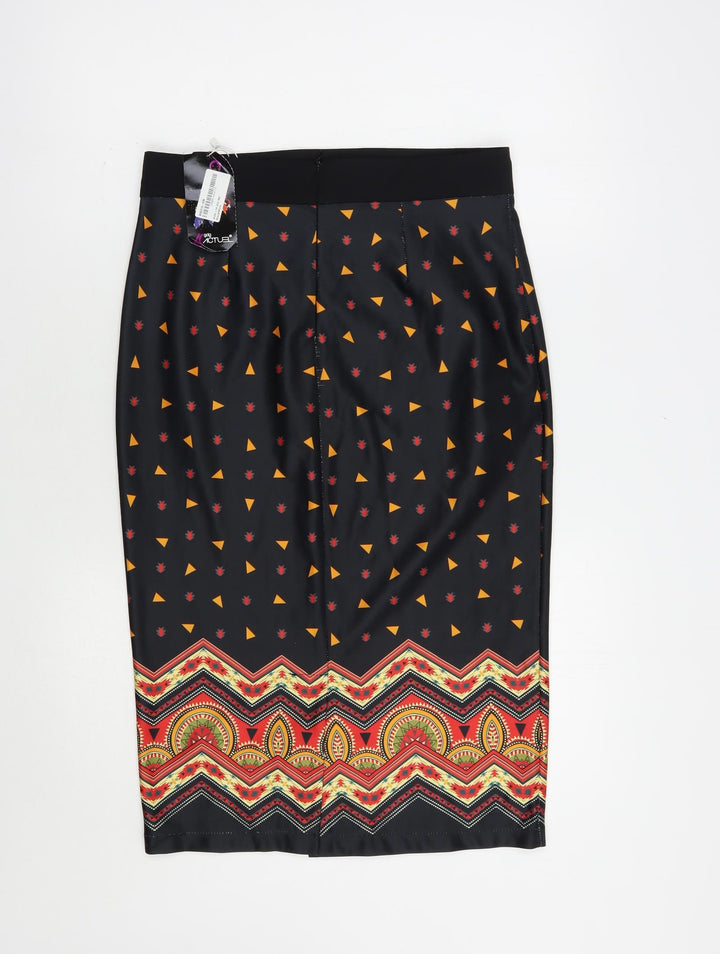 Gdg Actuel Womens Black Geometric Polyester Straight & Pencil Skirt Size 10