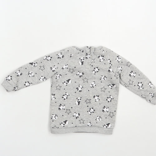 Matalan Baby Grey Geometric Cotton Pullover Jumper Size 9-12 Months  Button - Panda Print