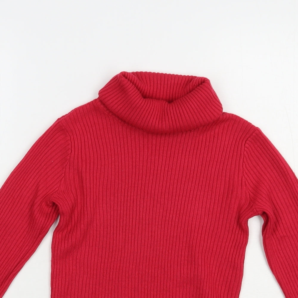 F&F Girls Pink Roll Neck  Acrylic Pullover Jumper Size 9-10 Years  Pullover