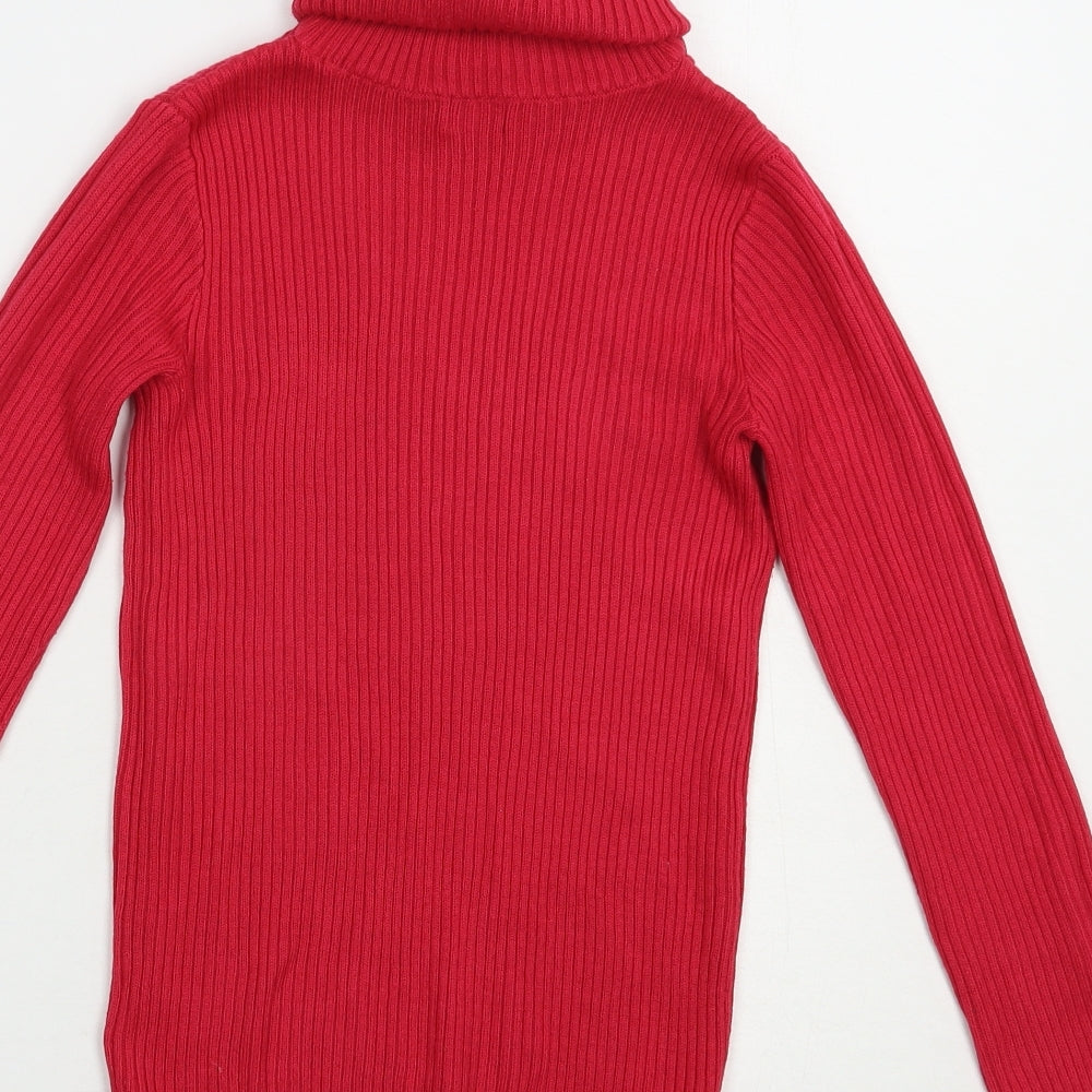 F&F Girls Pink Roll Neck  Acrylic Pullover Jumper Size 9-10 Years  Pullover