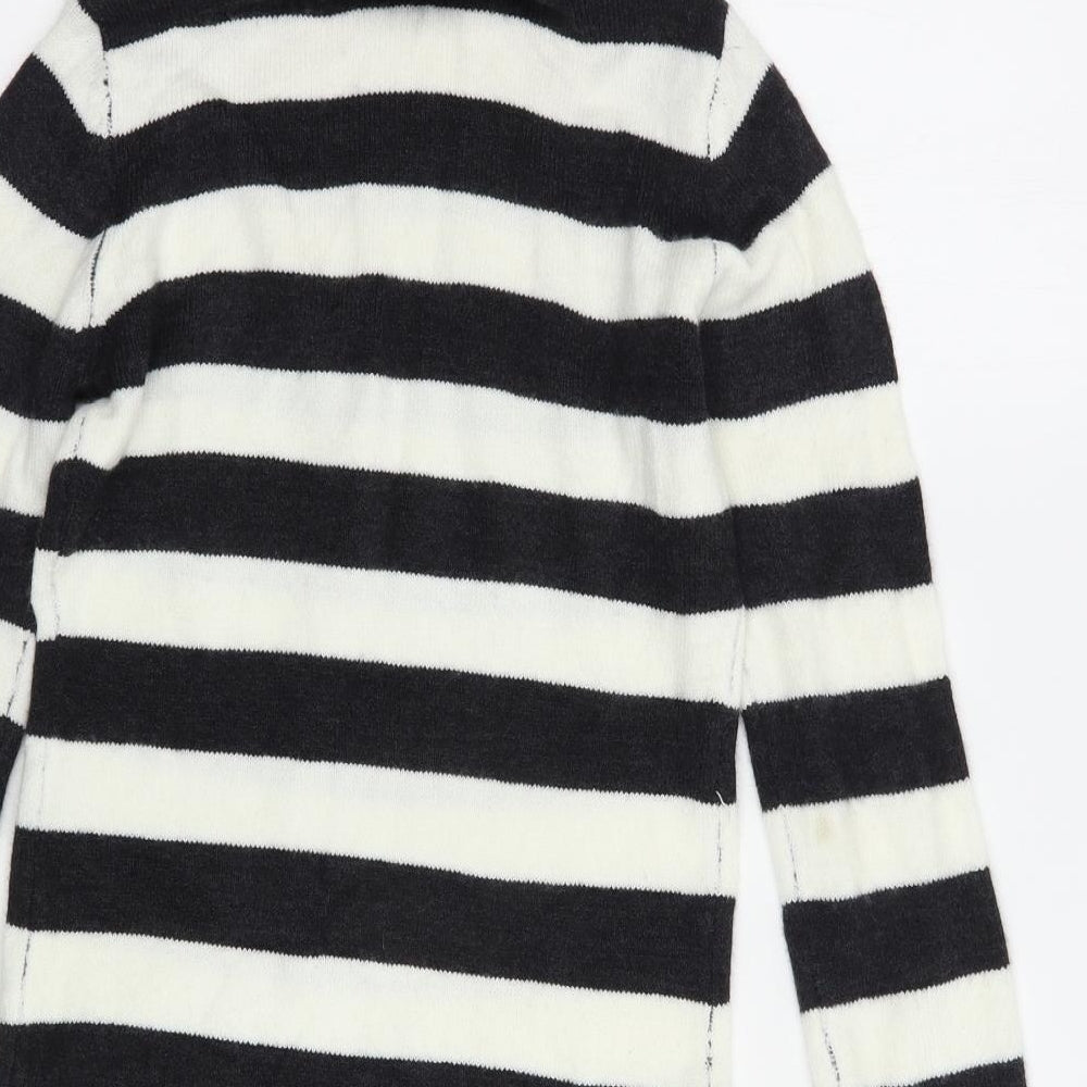 Select Womens White Roll Neck Striped Acrylic Tunic Jumper Size 10