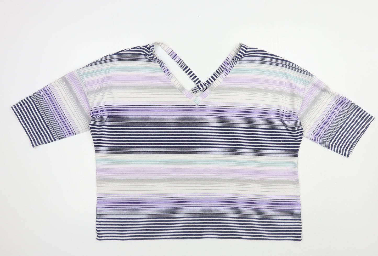 George Womens Multicoloured V-Neck Striped Polyester Pullover Jumper Size 22