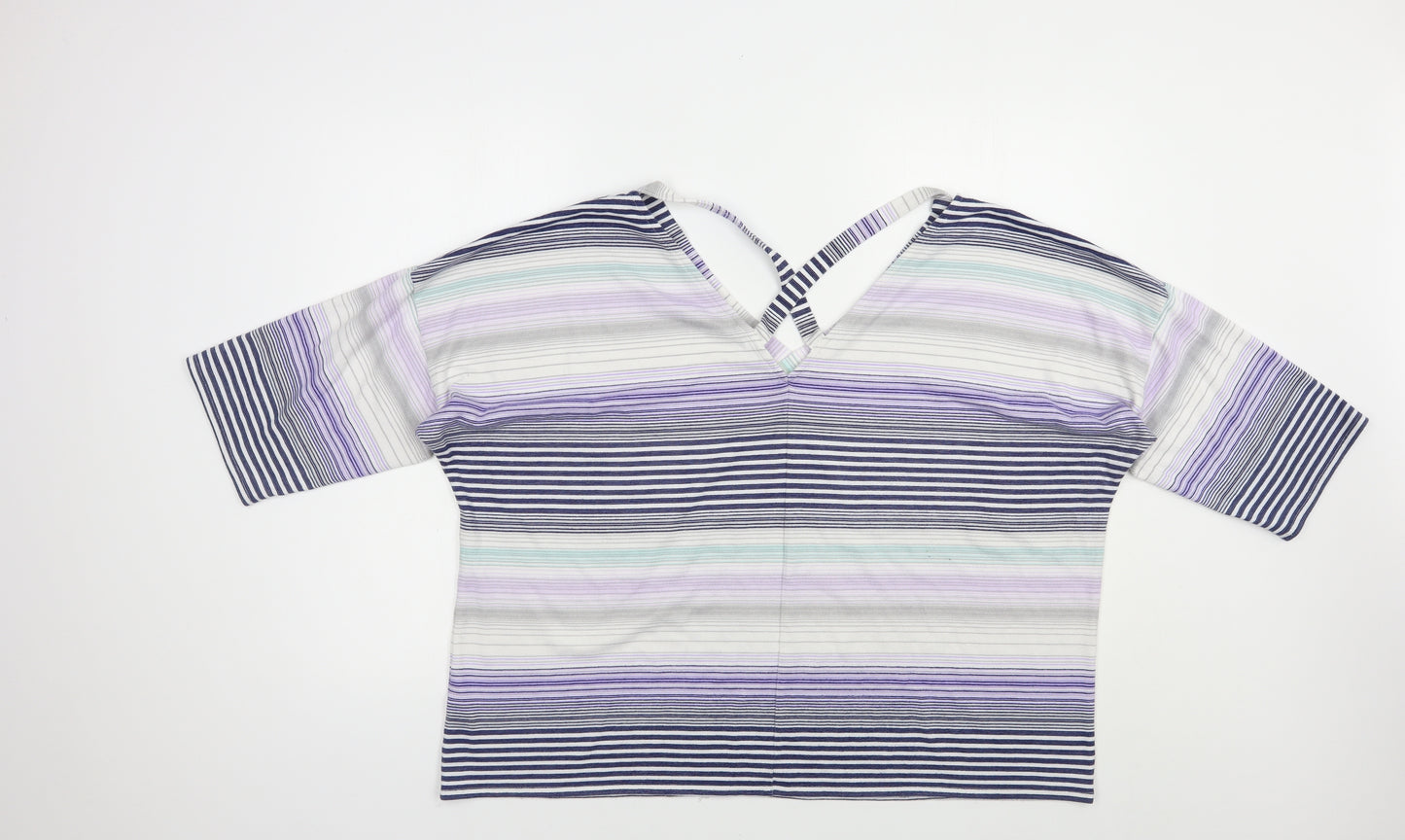 George Womens Multicoloured V-Neck Striped Polyester Pullover Jumper Size 22