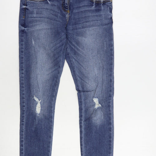 NEXT Girls Blue  Cotton Skinny Jeans Size 12 Years  Regular Button