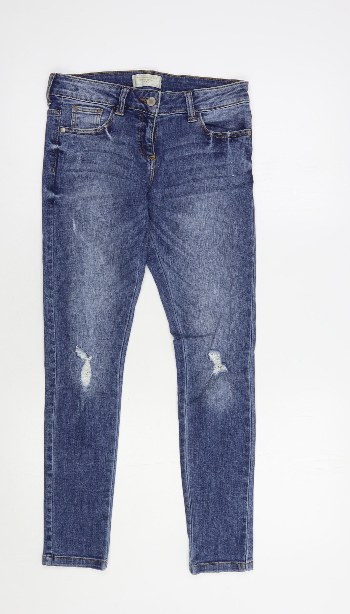 NEXT Girls Blue  Cotton Skinny Jeans Size 12 Years  Regular Button