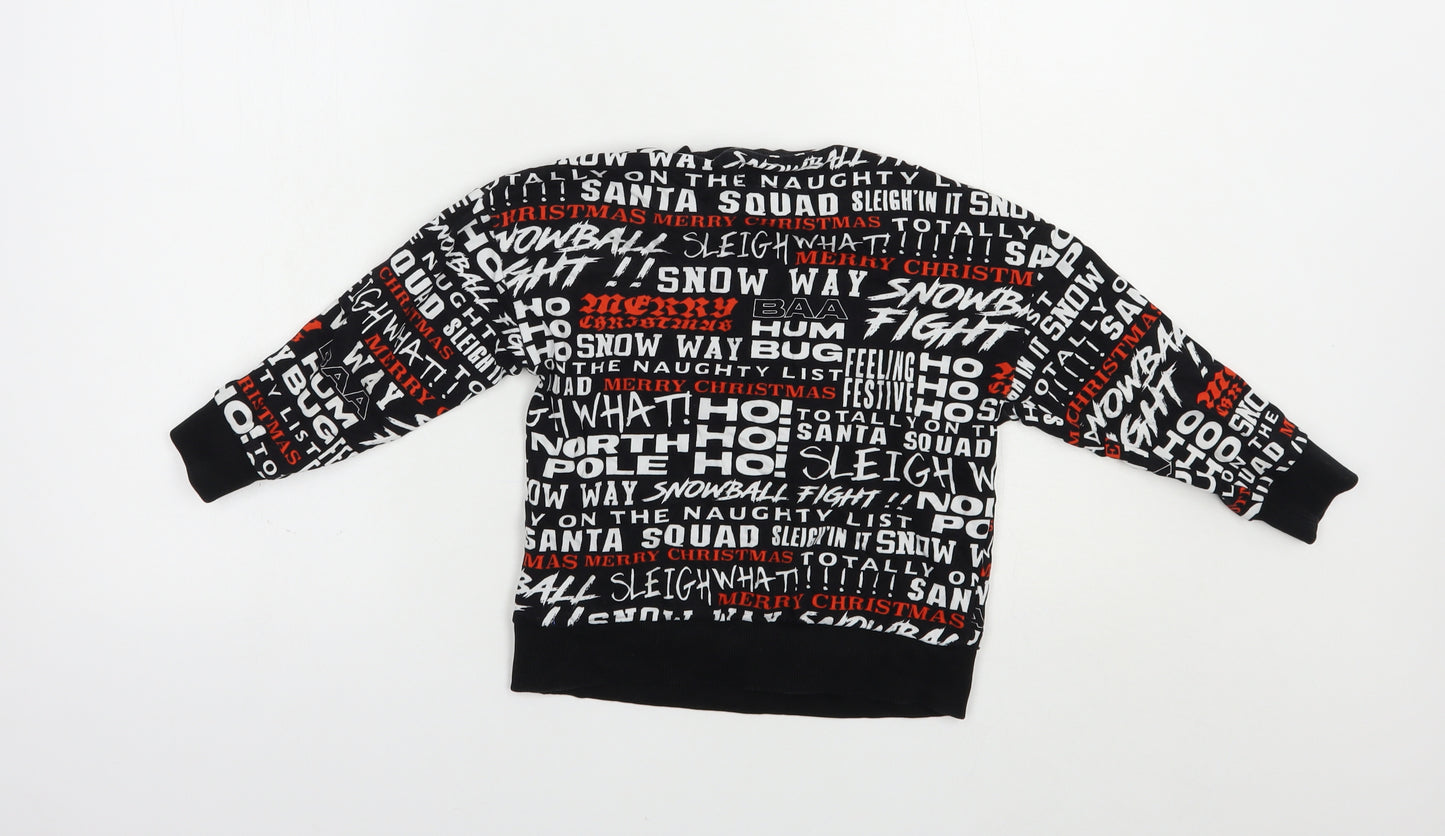 NEXT Boys Black Geometric Cotton Pullover Sweatshirt Size 6 Years  Pullover - Christmas Top
