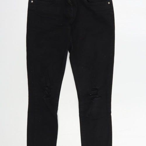 NEXT Girls Black  Cotton Skinny Jeans Size 12 Years  Regular Button