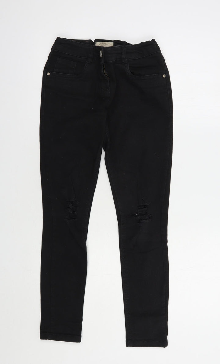 NEXT Girls Black  Cotton Skinny Jeans Size 12 Years  Regular Button
