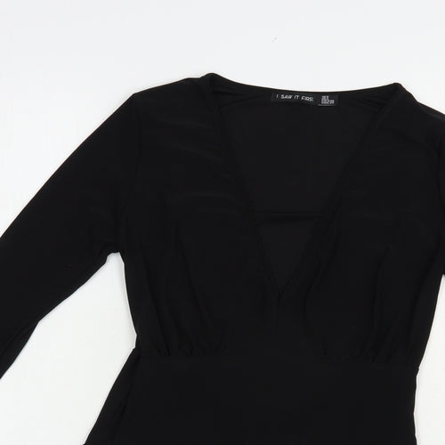 I Saw It Firest Womens Black  Polyester Bodysuit One-Piece Size 8  Snap