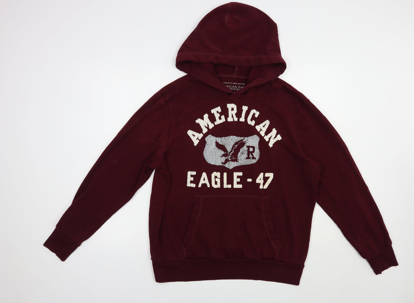 American Eagle Mens Red  Cotton Pullover Hoodie Size L