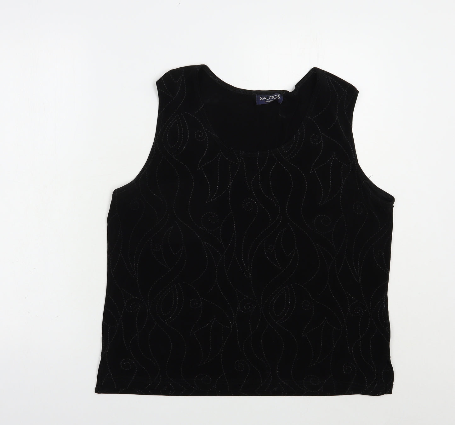 Saloos Womens Black  Acetate Basic Blouse Size L Scoop Neck