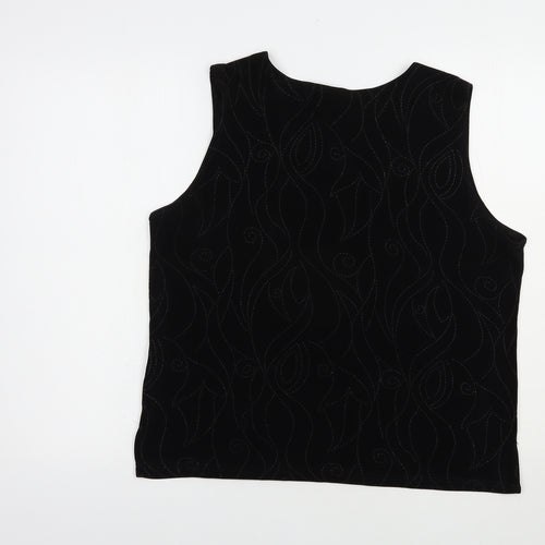 Saloos Womens Black  Acetate Basic Blouse Size L Scoop Neck