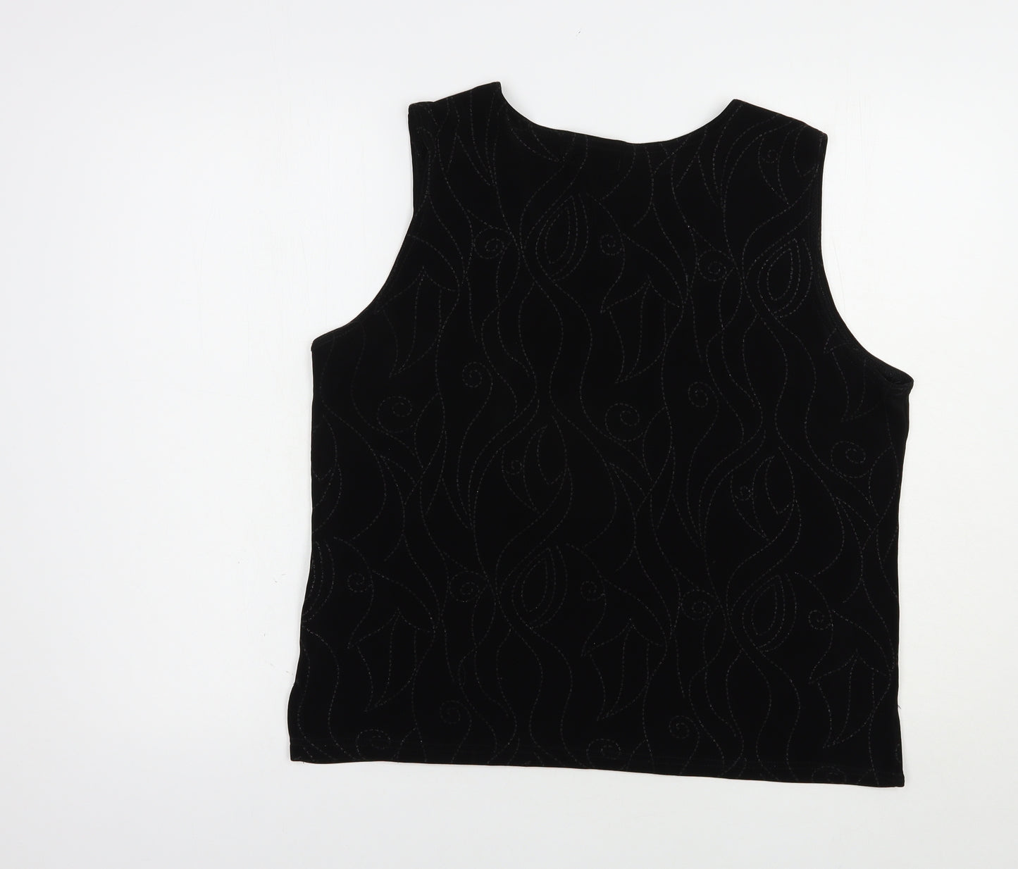 Saloos Womens Black  Acetate Basic Blouse Size L Scoop Neck