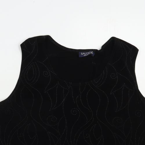 Saloos Womens Black  Acetate Basic Blouse Size L Scoop Neck