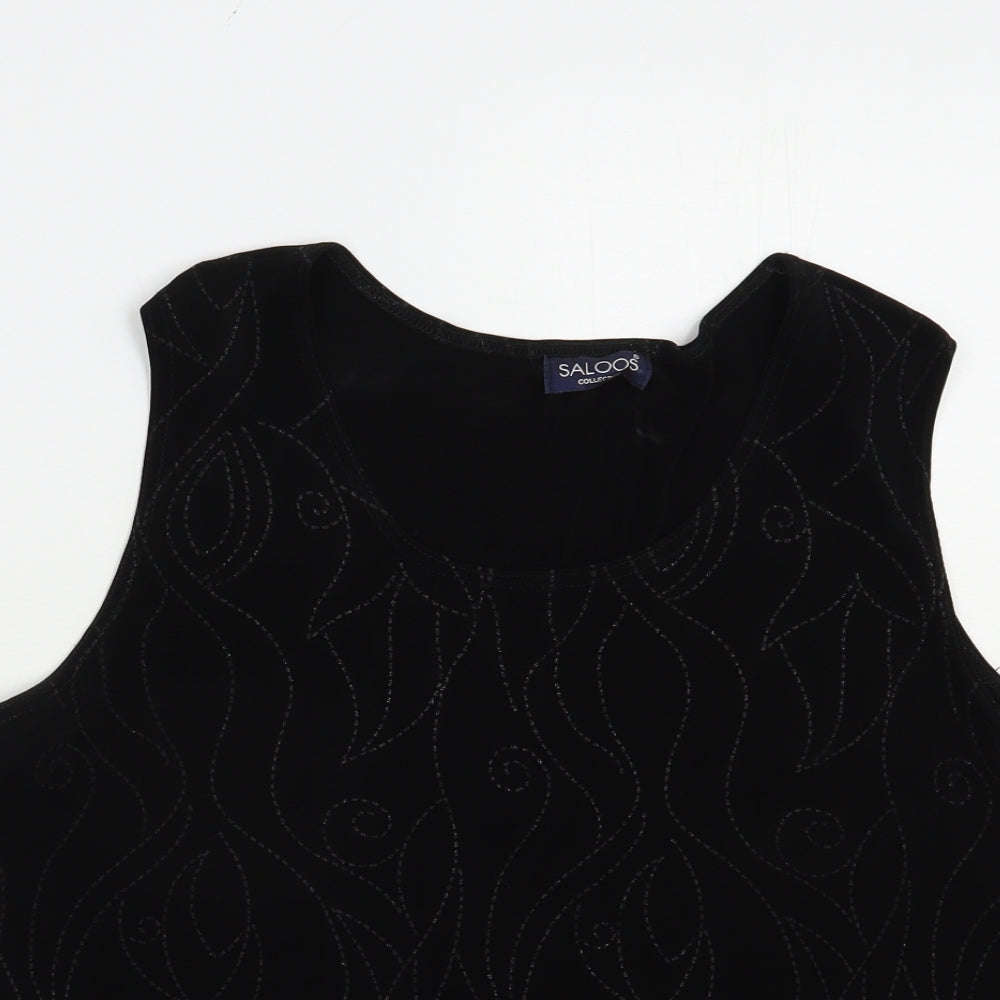 Saloos Womens Black  Acetate Basic Blouse Size L Scoop Neck