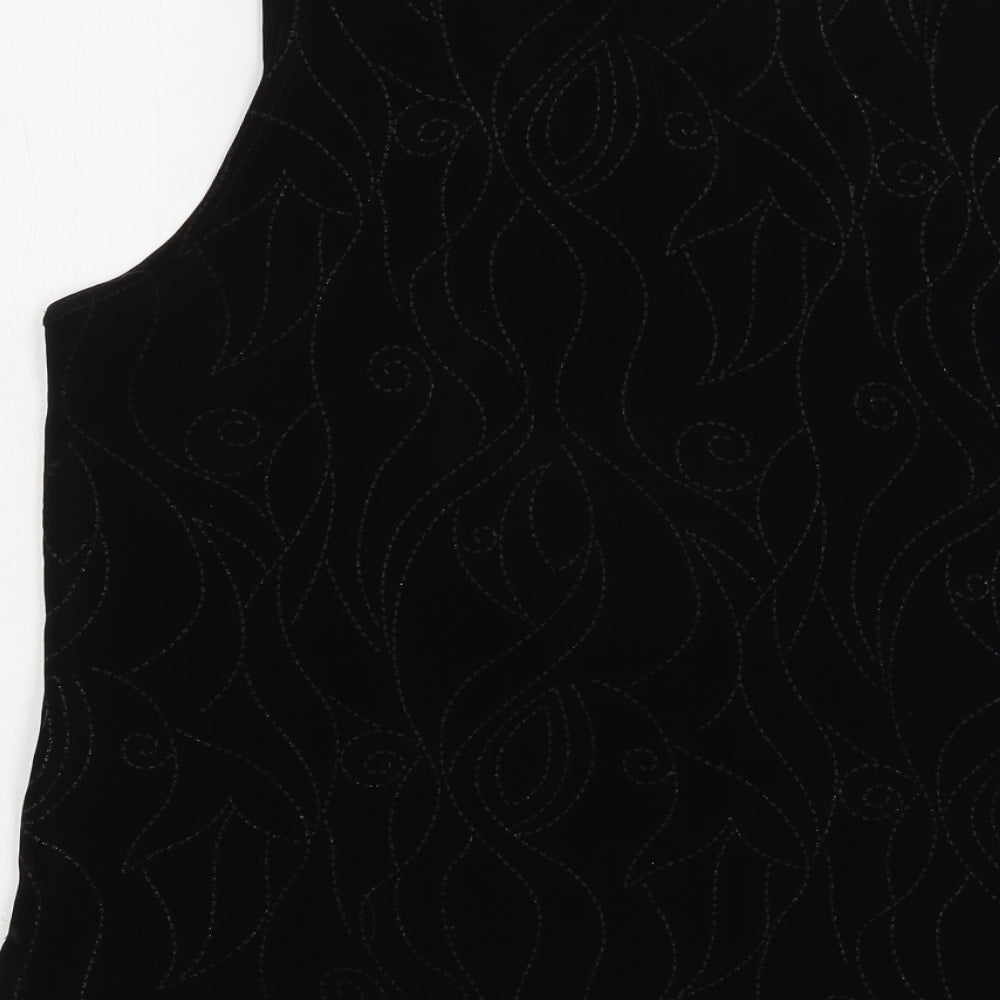 Saloos Womens Black  Acetate Basic Blouse Size L Scoop Neck