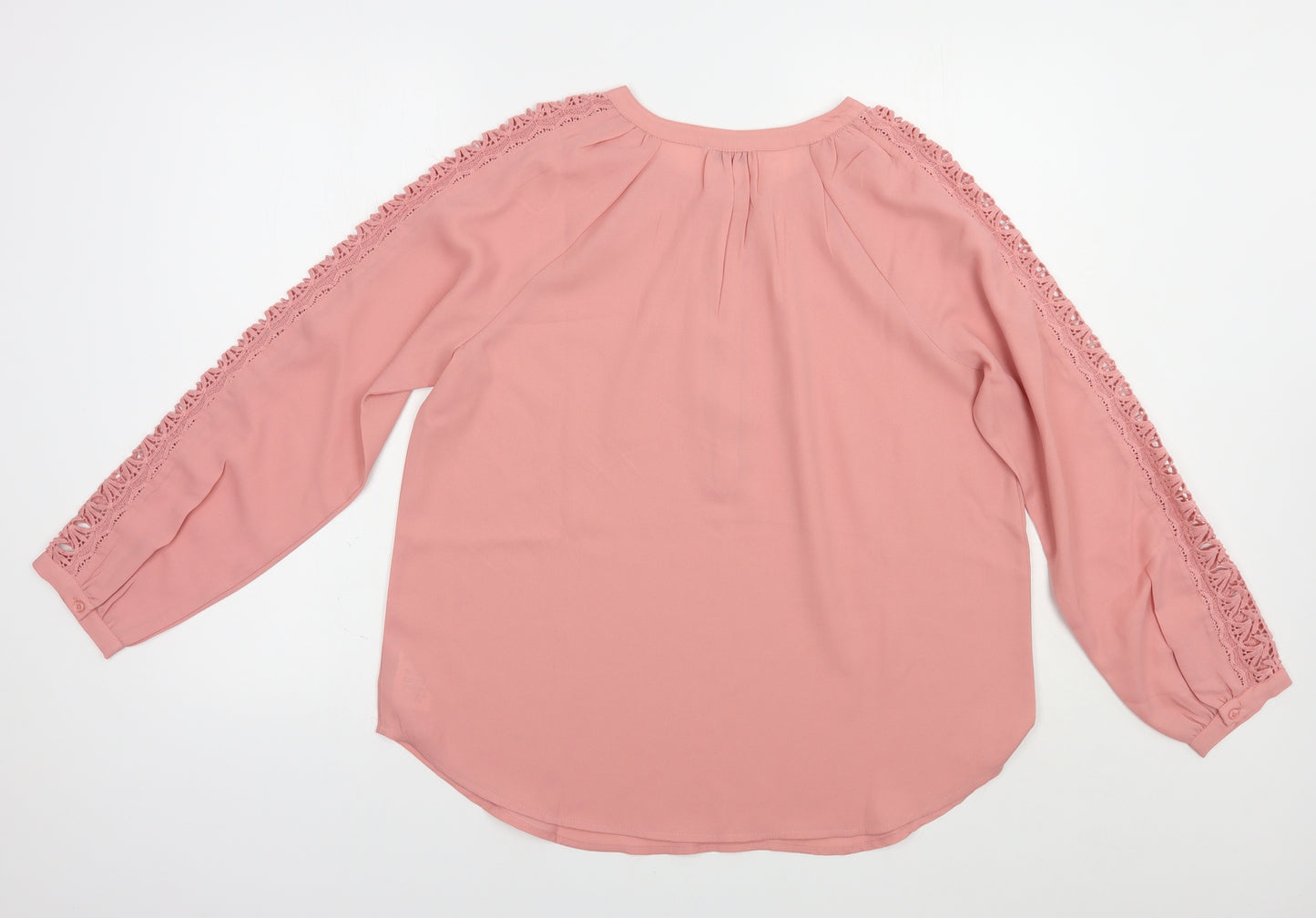 Damart Womens Pink  Polyester Basic Blouse Size 16 Round Neck - Lace Detail