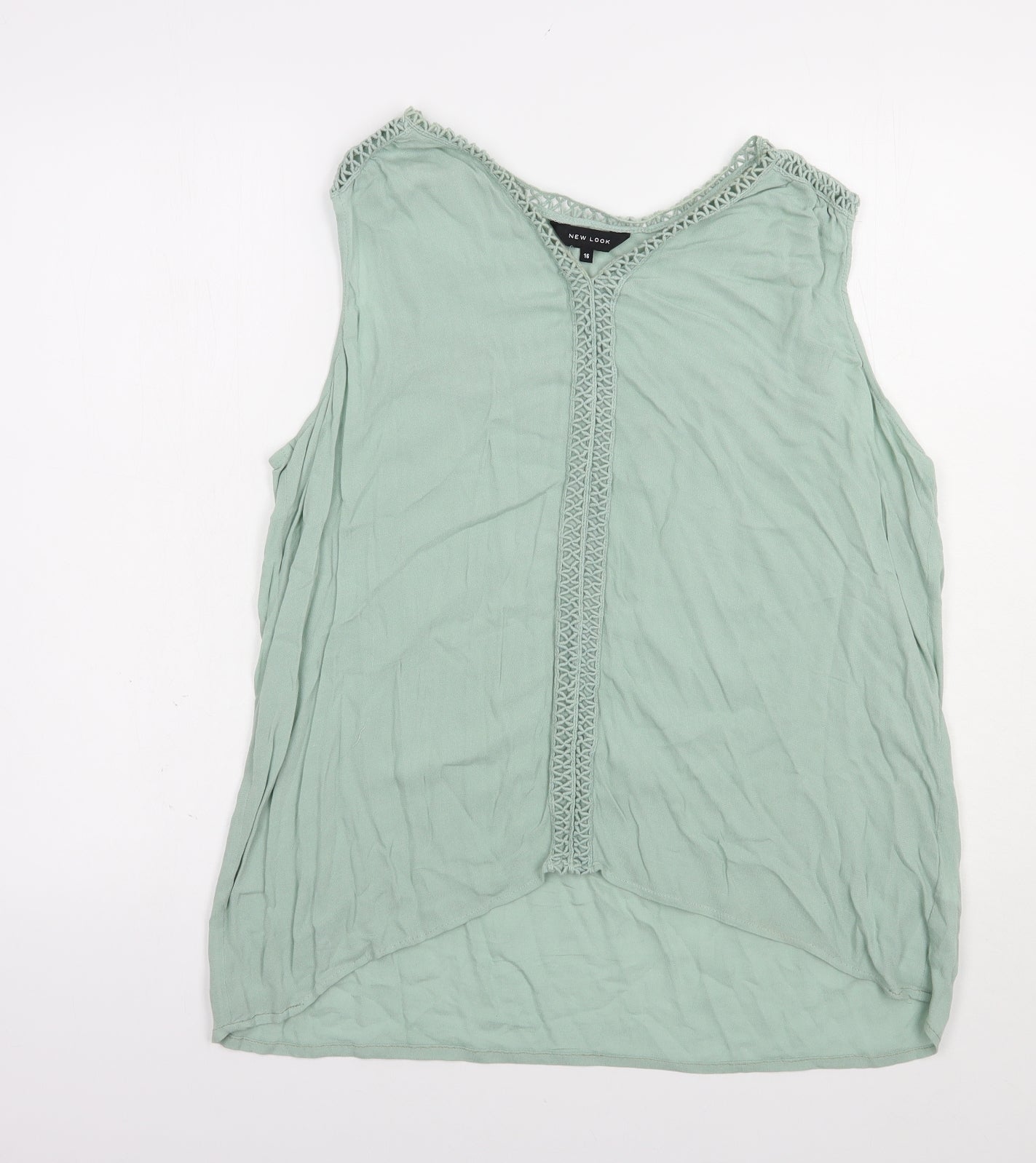 New Look Womens Green  Viscose Basic Blouse Size 16 V-Neck