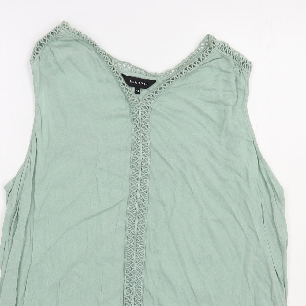 New Look Womens Green  Viscose Basic Blouse Size 16 V-Neck