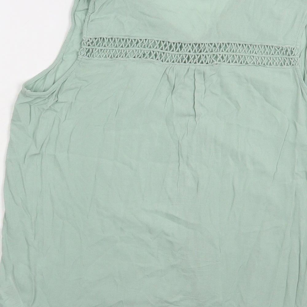 New Look Womens Green  Viscose Basic Blouse Size 16 V-Neck