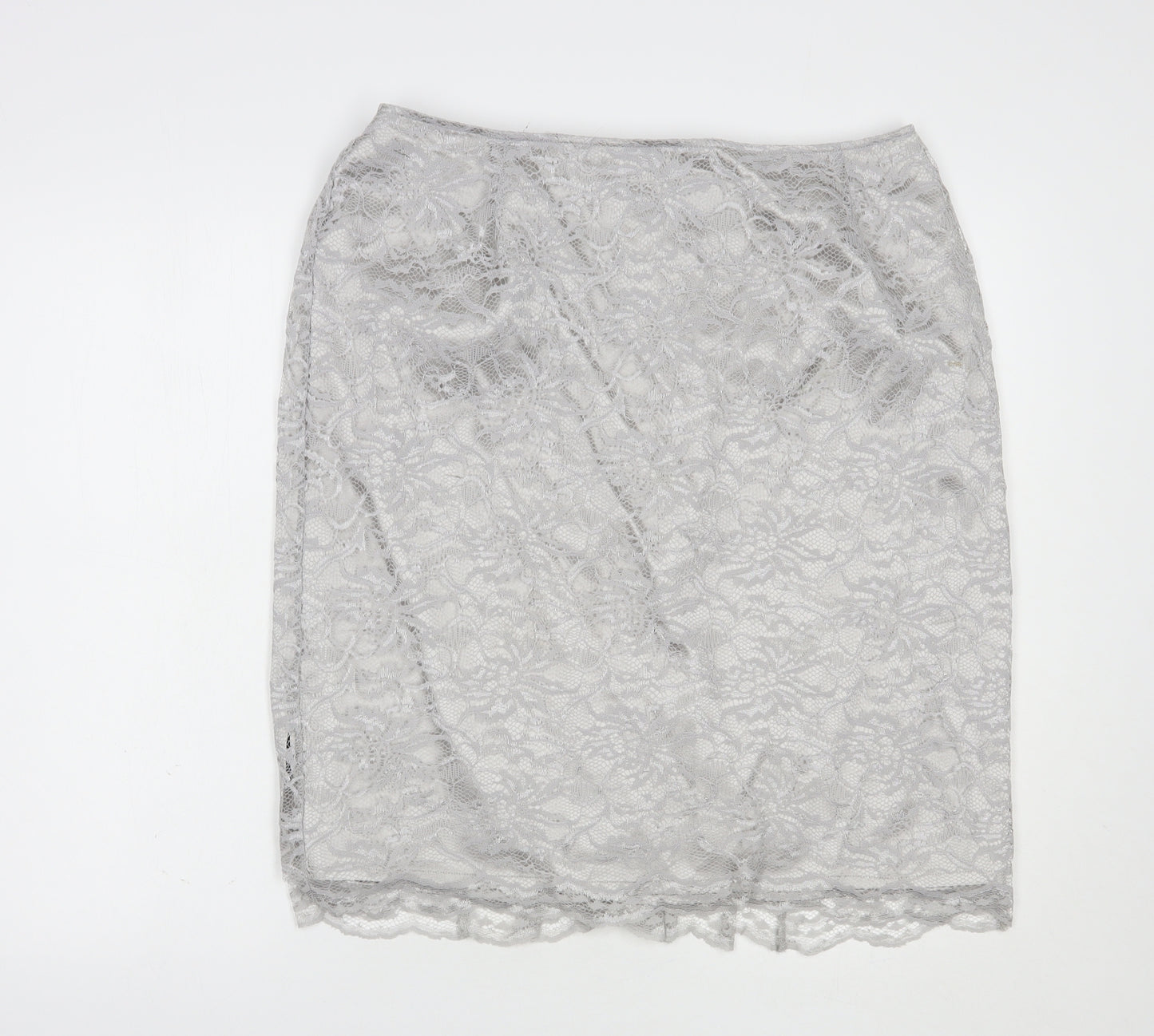 Together Womens Grey  Nylon Straight & Pencil Skirt Size 16   Zip
