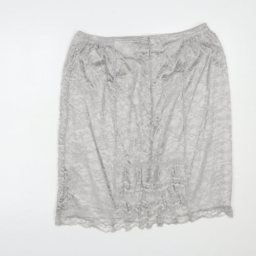Together Womens Grey  Nylon Straight & Pencil Skirt Size 16   Zip