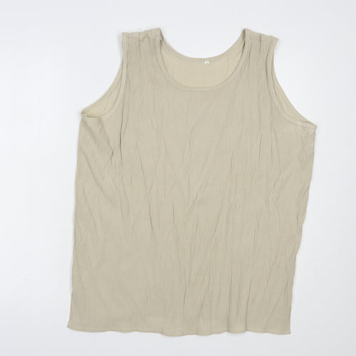 Preworn Womens Beige  Polyester Basic Blouse Size L Scoop Neck
