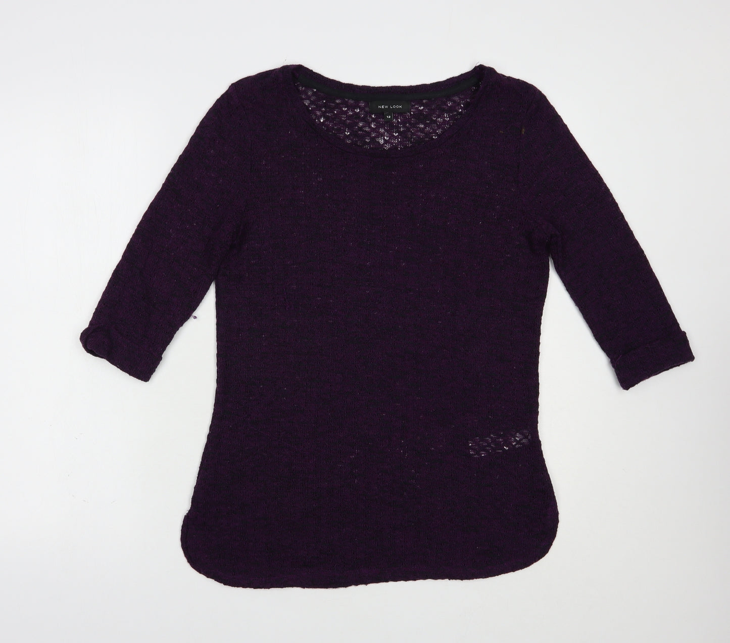 New Look Womens Purple Boat Neck  Polyester Pullover Jumper Size 12