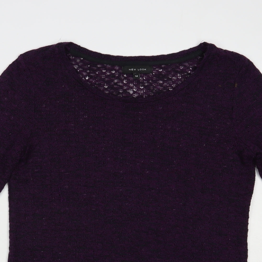 New Look Womens Purple Boat Neck  Polyester Pullover Jumper Size 12
