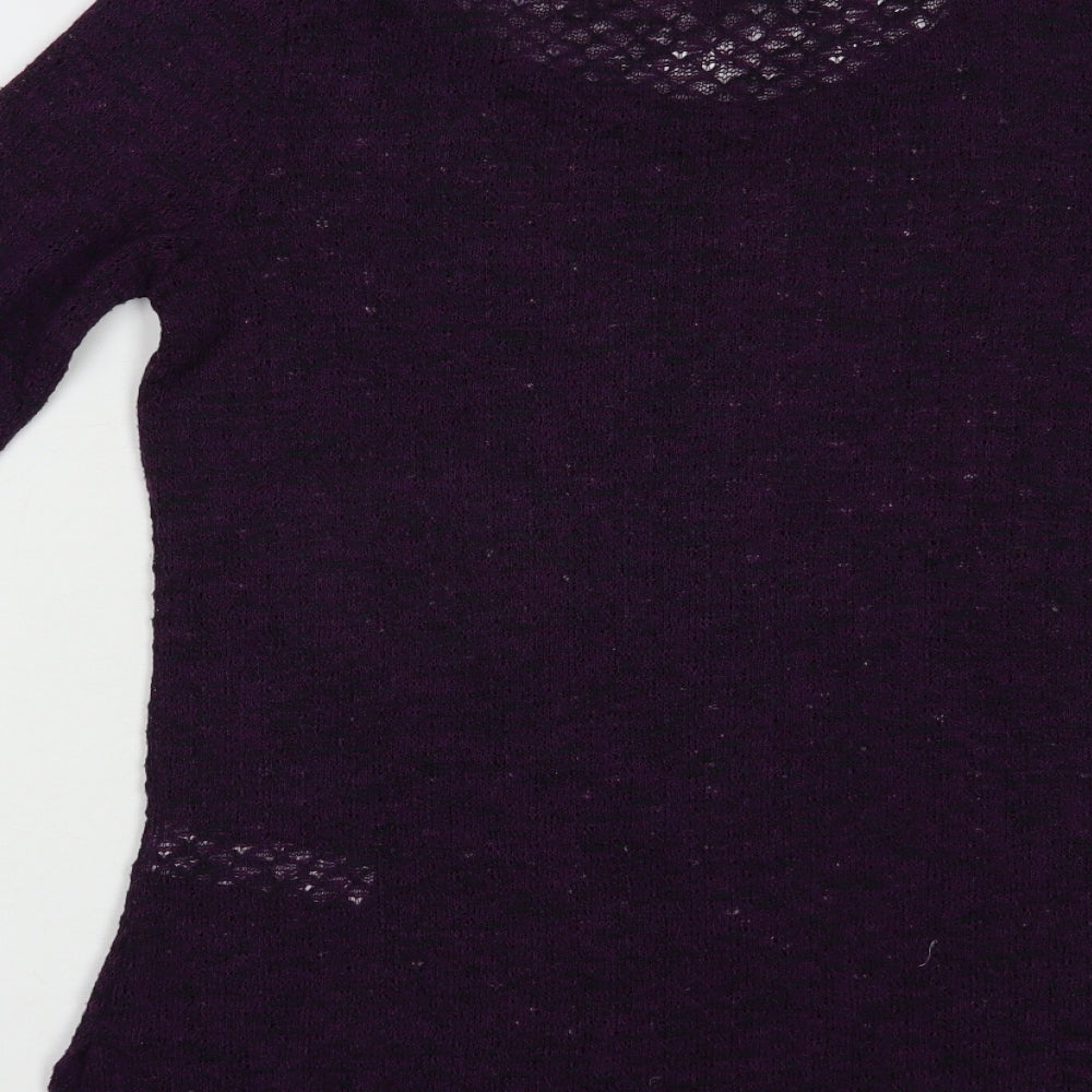 New Look Womens Purple Boat Neck  Polyester Pullover Jumper Size 12