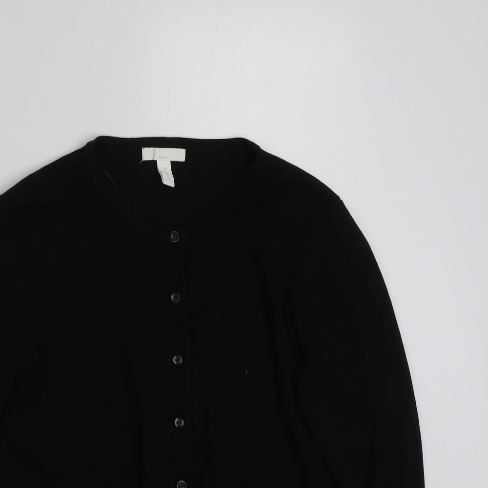 H&M Womens Black Round Neck  Viscose Cardigan Jumper Size M