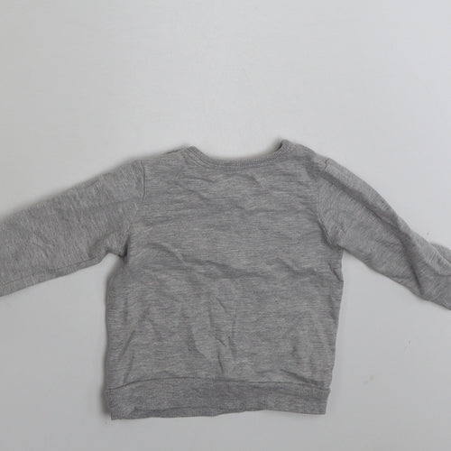 George Baby Grey  Cotton Basic T-Shirt Size 3-6 Months Crew Neck Pullover - Tiger