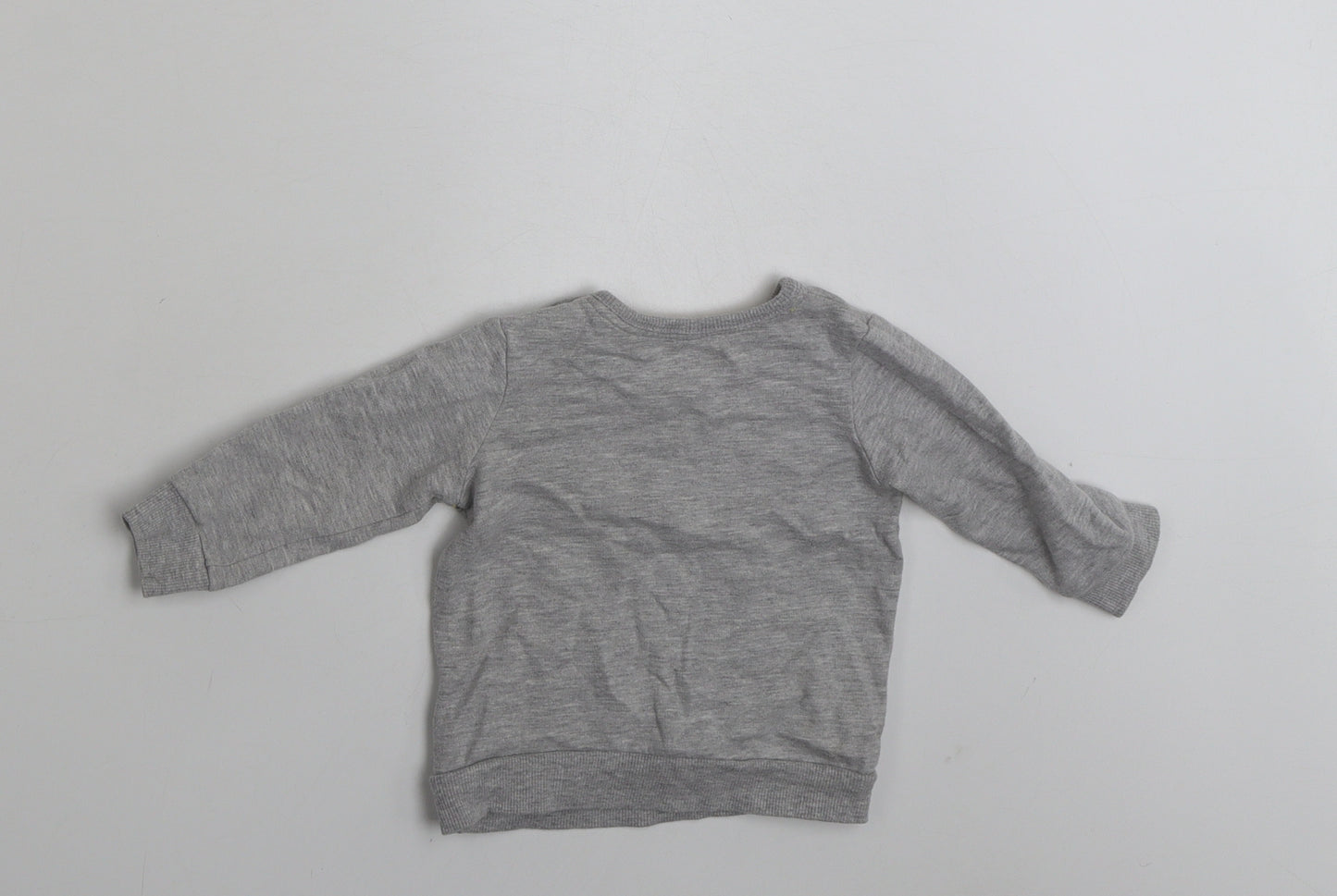 George Baby Grey  Cotton Basic T-Shirt Size 3-6 Months Crew Neck Pullover - Tiger