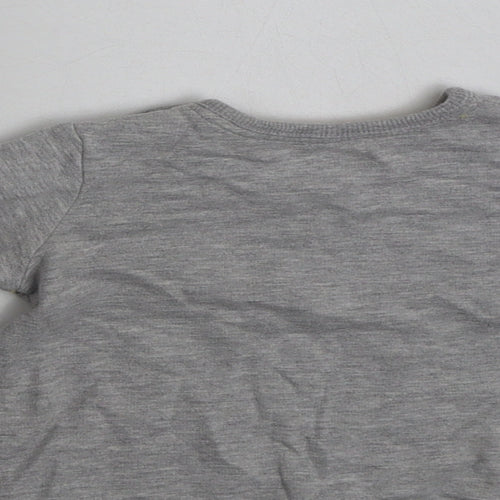 George Baby Grey  Cotton Basic T-Shirt Size 3-6 Months Crew Neck Pullover - Tiger