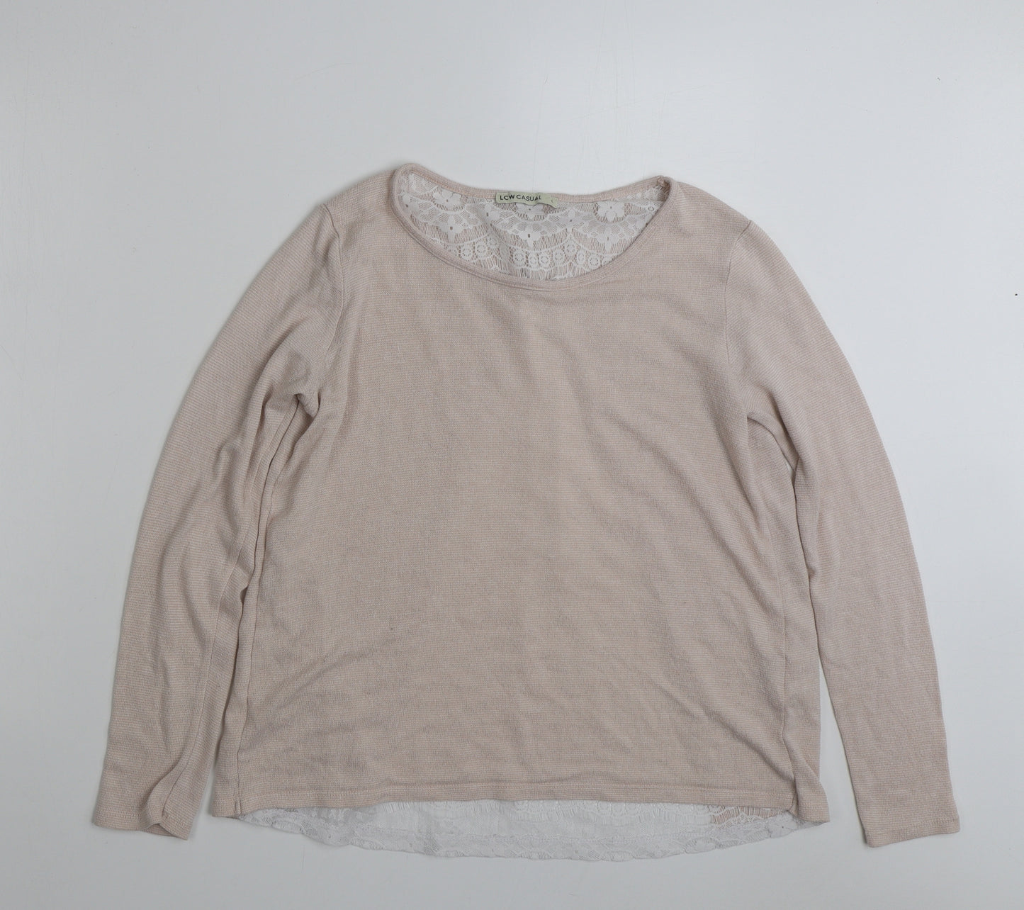 Low Casual Womens Pink Boat Neck Floral Polyester Pullover Jumper Size L