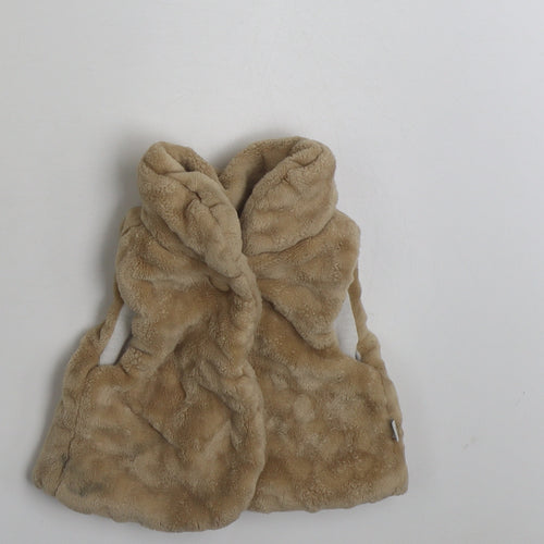 Fruit de ma passion  Girls Beige Animal Print  Gilet Jacket Size 18 Months   Button