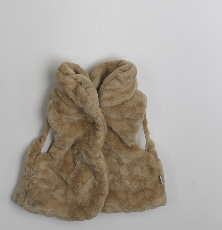 Fruit de ma passion  Girls Beige Animal Print  Gilet Jacket Size 18 Months   Button