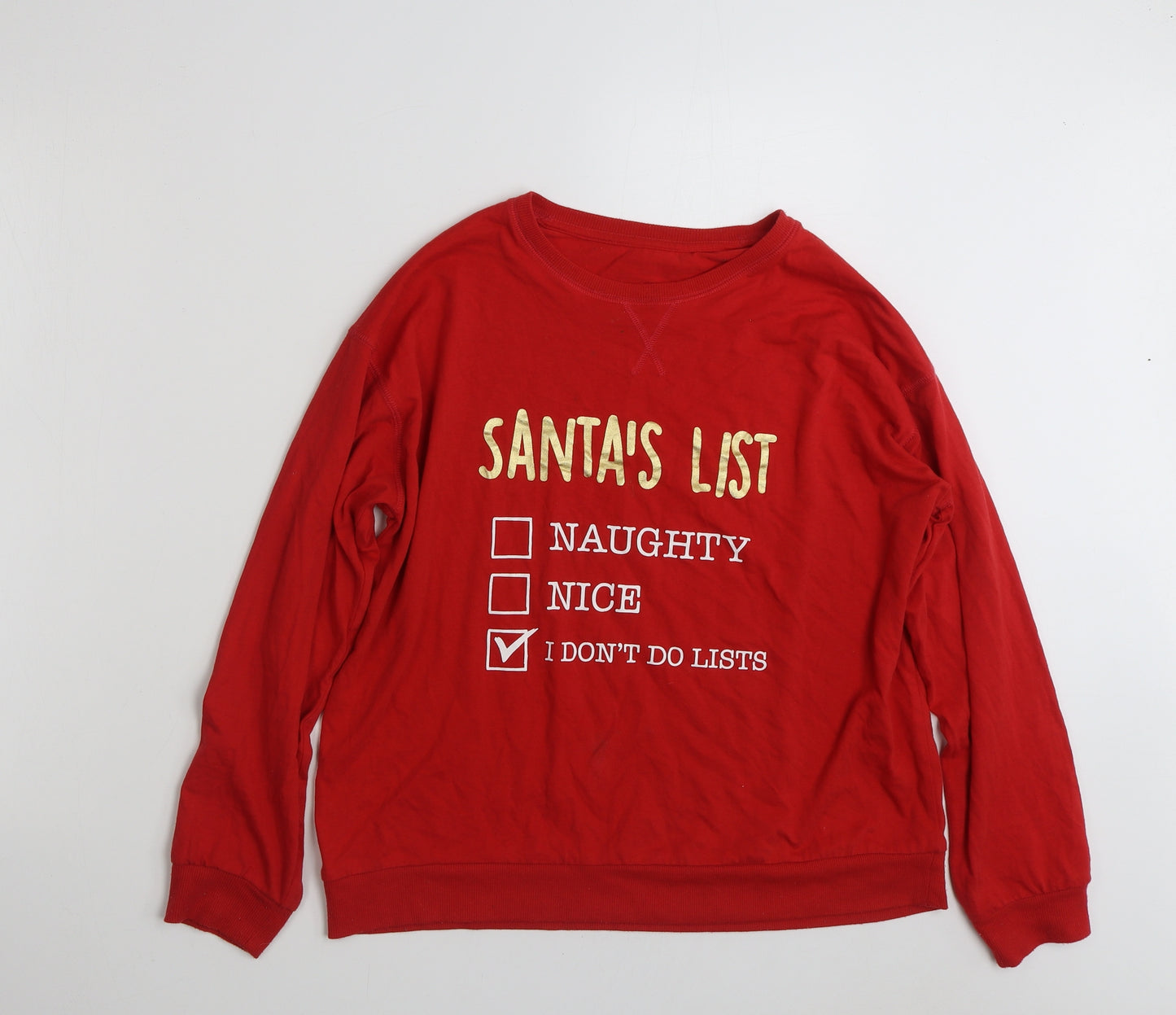 Dunnes Stores Womens Red  Cotton Basic T-Shirt Size M Crew Neck - Santa's List
