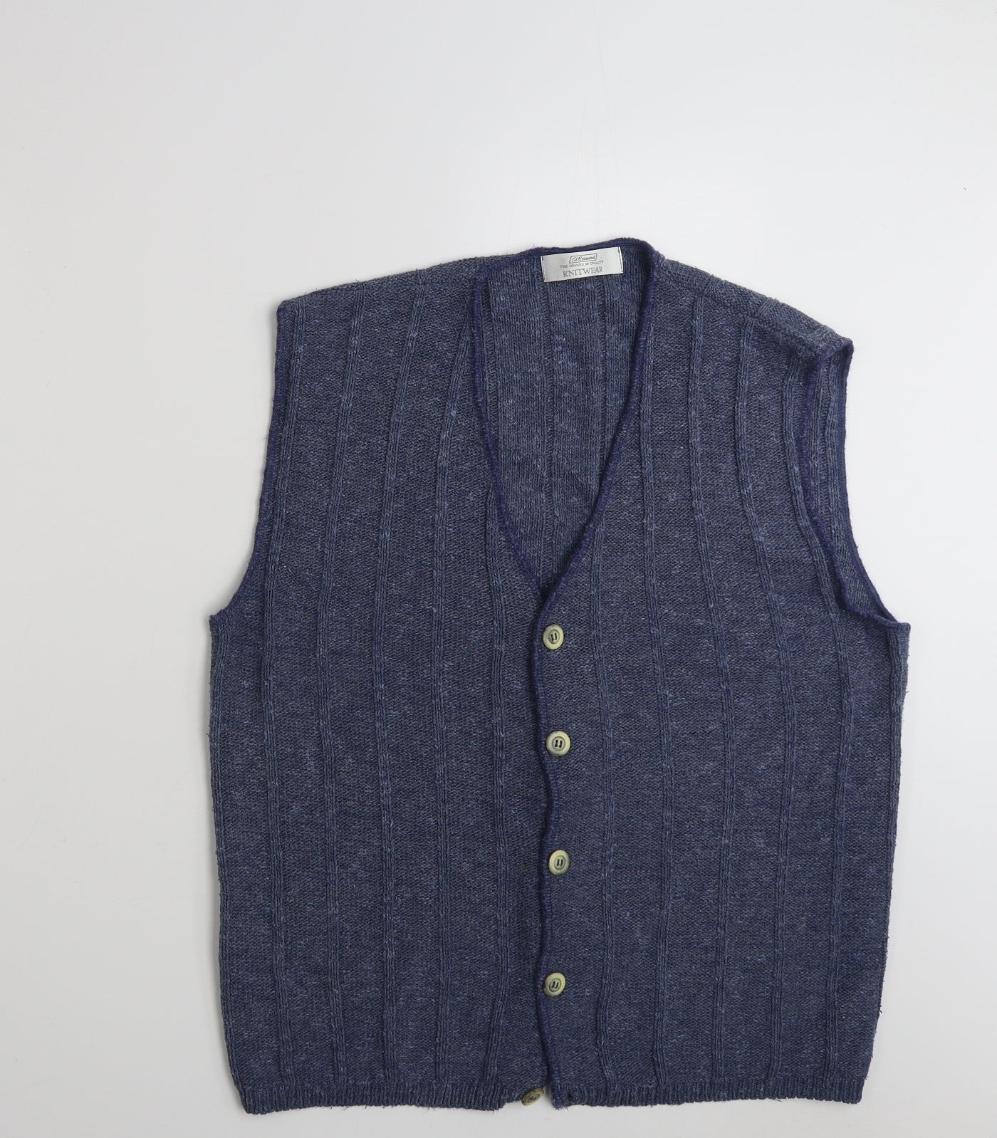 St Bernard Mens Blue V-Neck  Acrylic Vest Jumper Size M