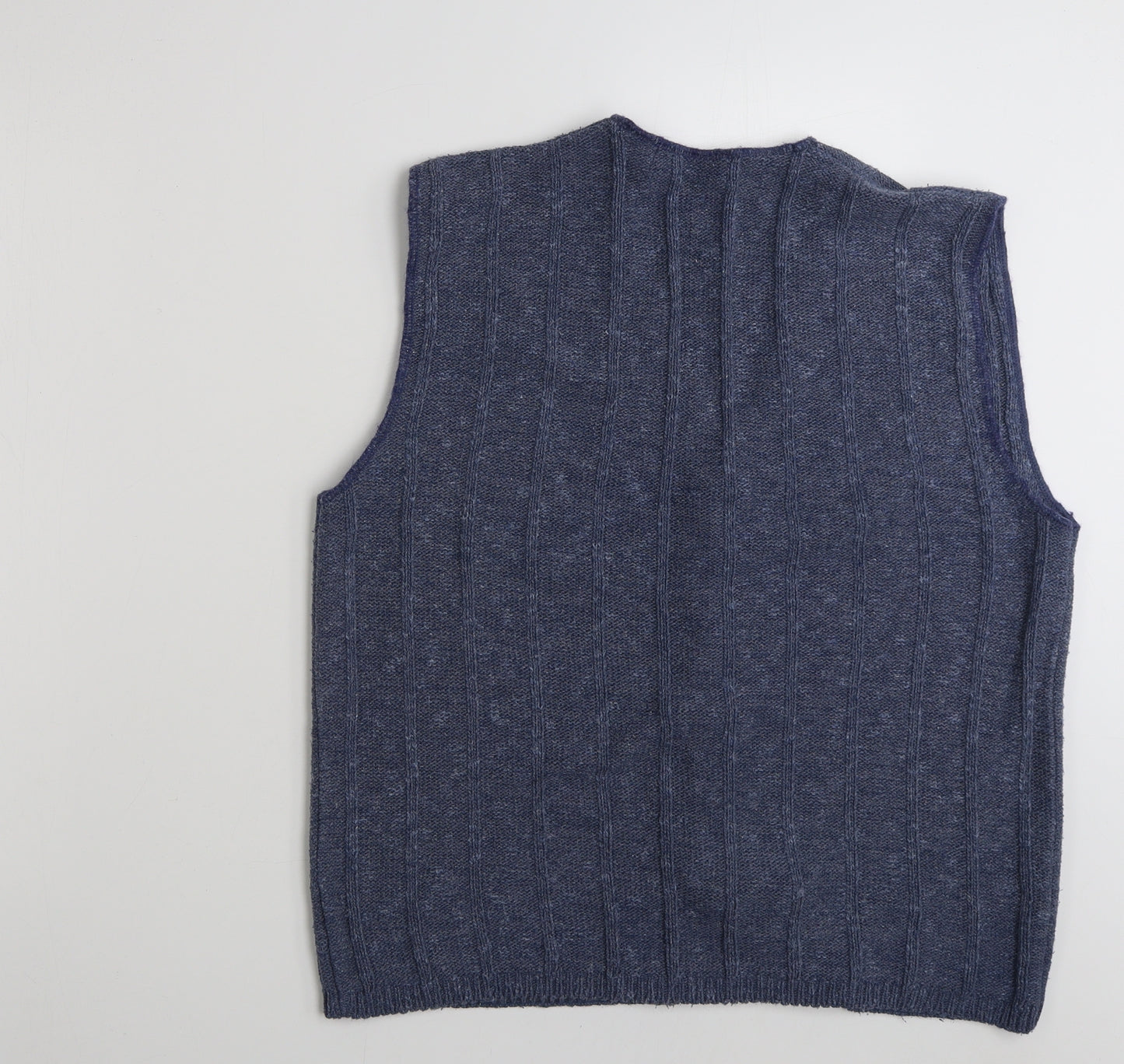 St Bernard Mens Blue V-Neck  Acrylic Vest Jumper Size M