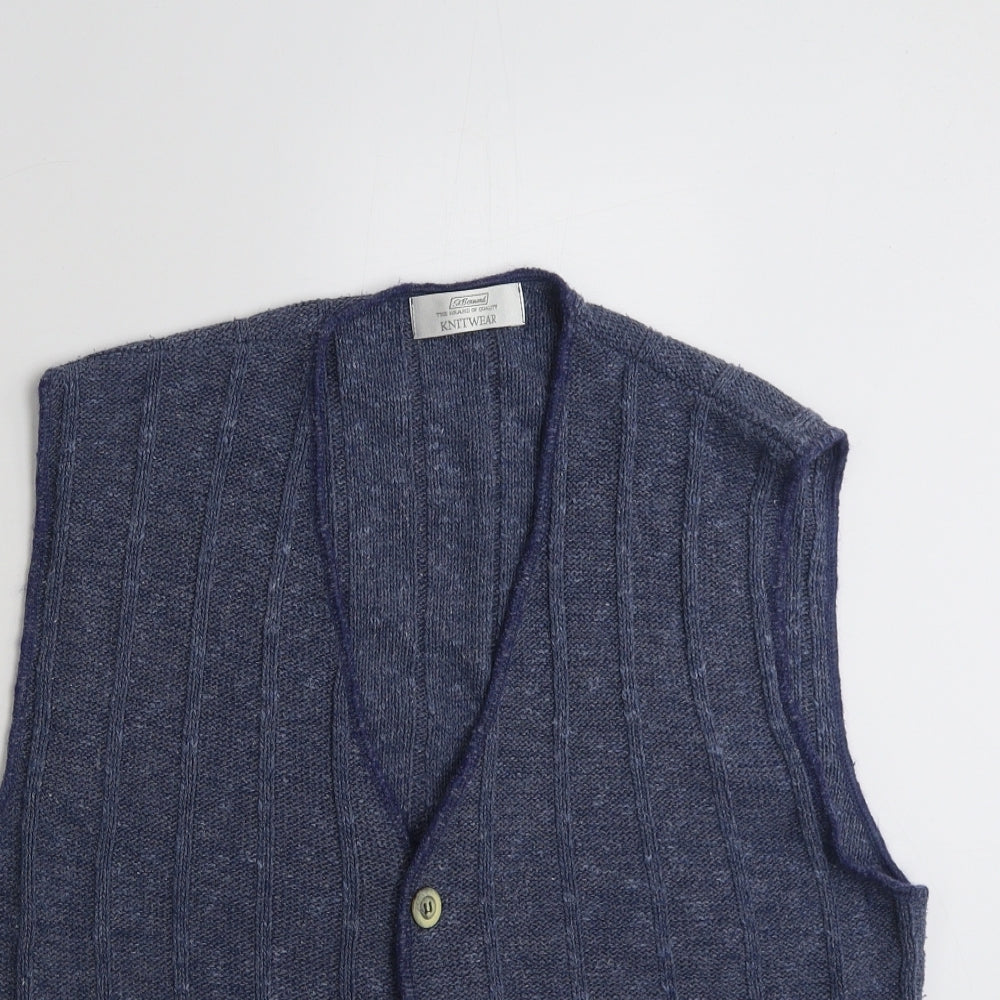 St Bernard Mens Blue V-Neck  Acrylic Vest Jumper Size M